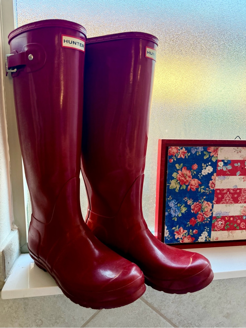Hunter Knee-High Rain Boots in Burgundy Red